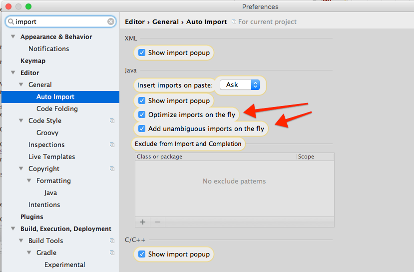 android studio auto-import settings
